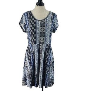Bobbie Brooks Geometric Print Skater Dress‎ Small